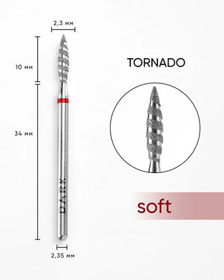 Nail drill bit DARK Tornado 2.3x10 mm (Red)