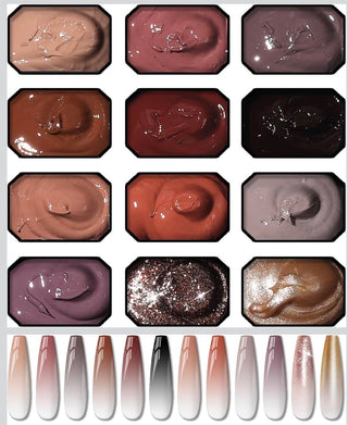 12 colors blending ombre pallette browns