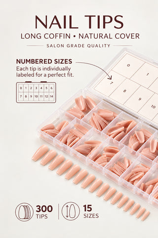 Acrylic Gel Tip Master Pro X® - Natural Cover Nude Long Coffin
