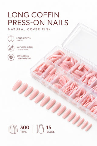 Acrylic Gel Tip Master Pro X® - Natural Cover Pink Long Coffin