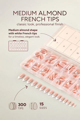 Acrylic Gel Tip Master Pro X® White French-Medium Almond